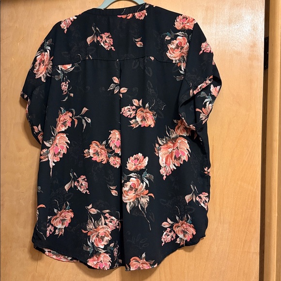 Maurices Black Blouse with Pink Floral Pattern - Picture 5 of 6